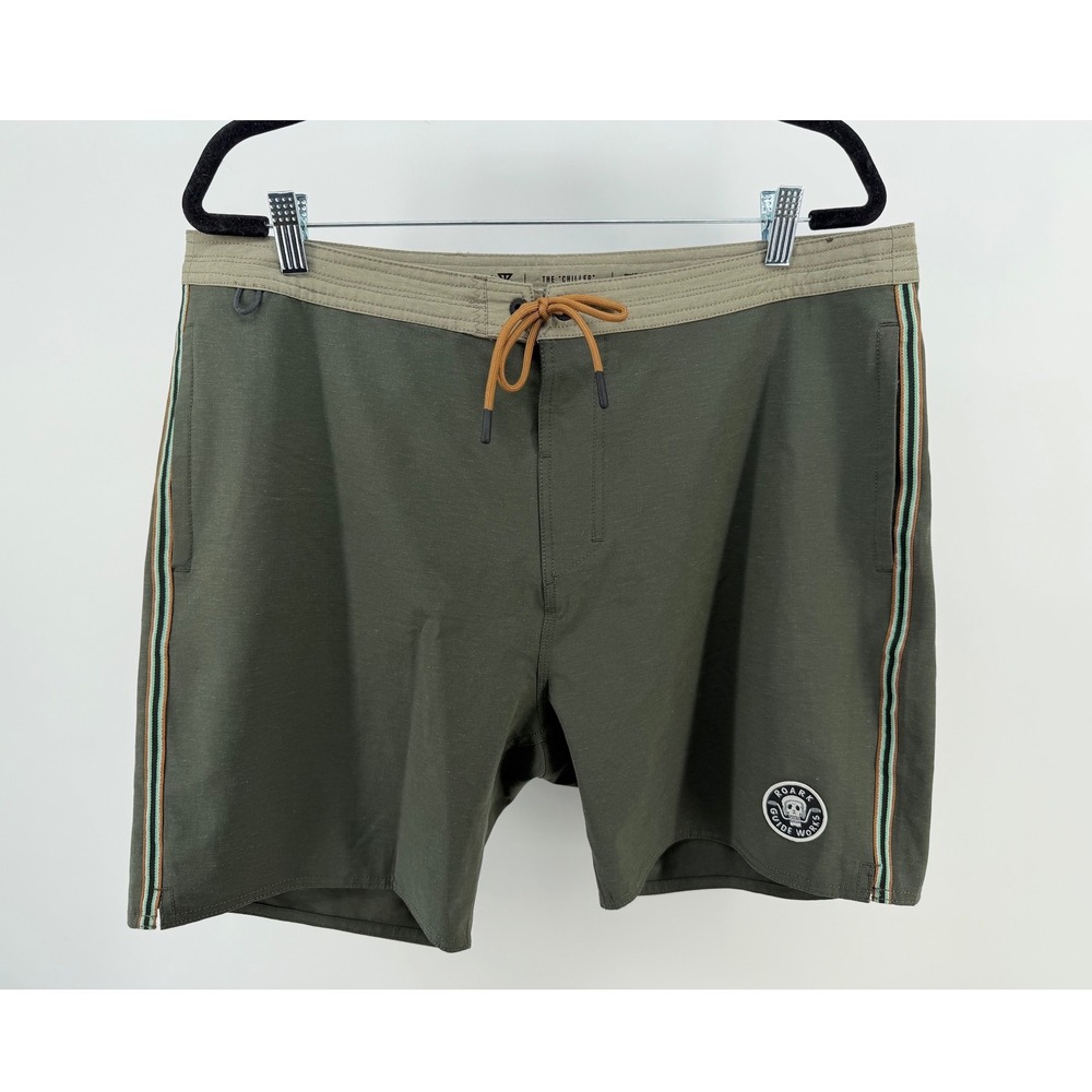 Roark Revival The Chiller Boardshorts Mens 36 Olive Green Hemp Stretch Trunks